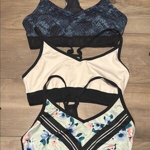 PINK Victoria's Secret Black and Cream Sports Bras